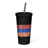 Armenian Flag Insulated Tumbler With Straw 20 oz.