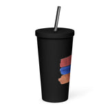 Armenian Flag Insulated Tumbler With Straw 20 oz.