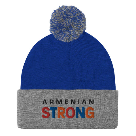 Armenian Strong Embroidered Pom-Pom Beanie