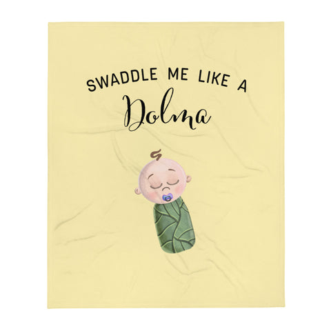 Swaddle Me Like A Dolma Throw Blanket Yellow