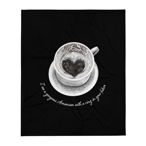 Coffee Cup Fortune Throw Blanket Black