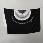 Coffee Cup Fortune Throw Blanket Black